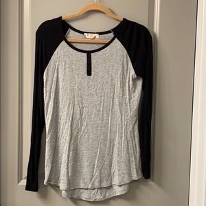 Grey and black baseball tee